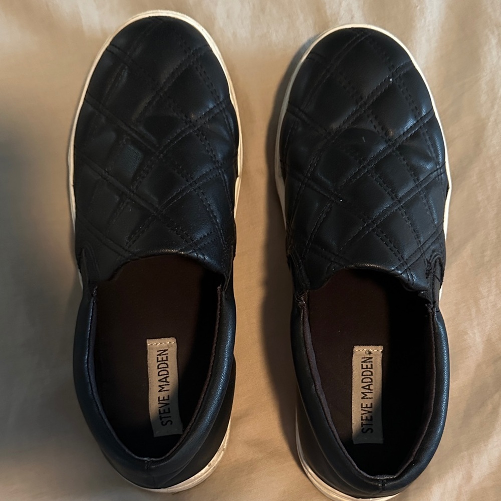 Steve Madden Black Quilted Slip-Ons